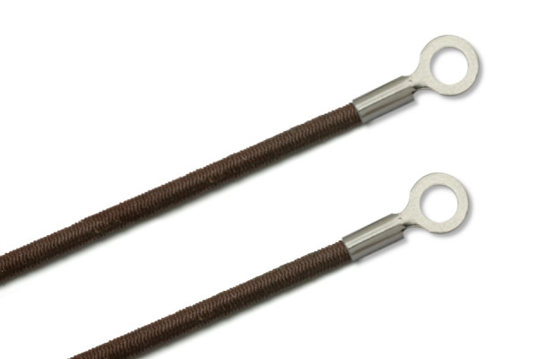 Gummischnüre mit Kabelschuhen, geschlossen, braun